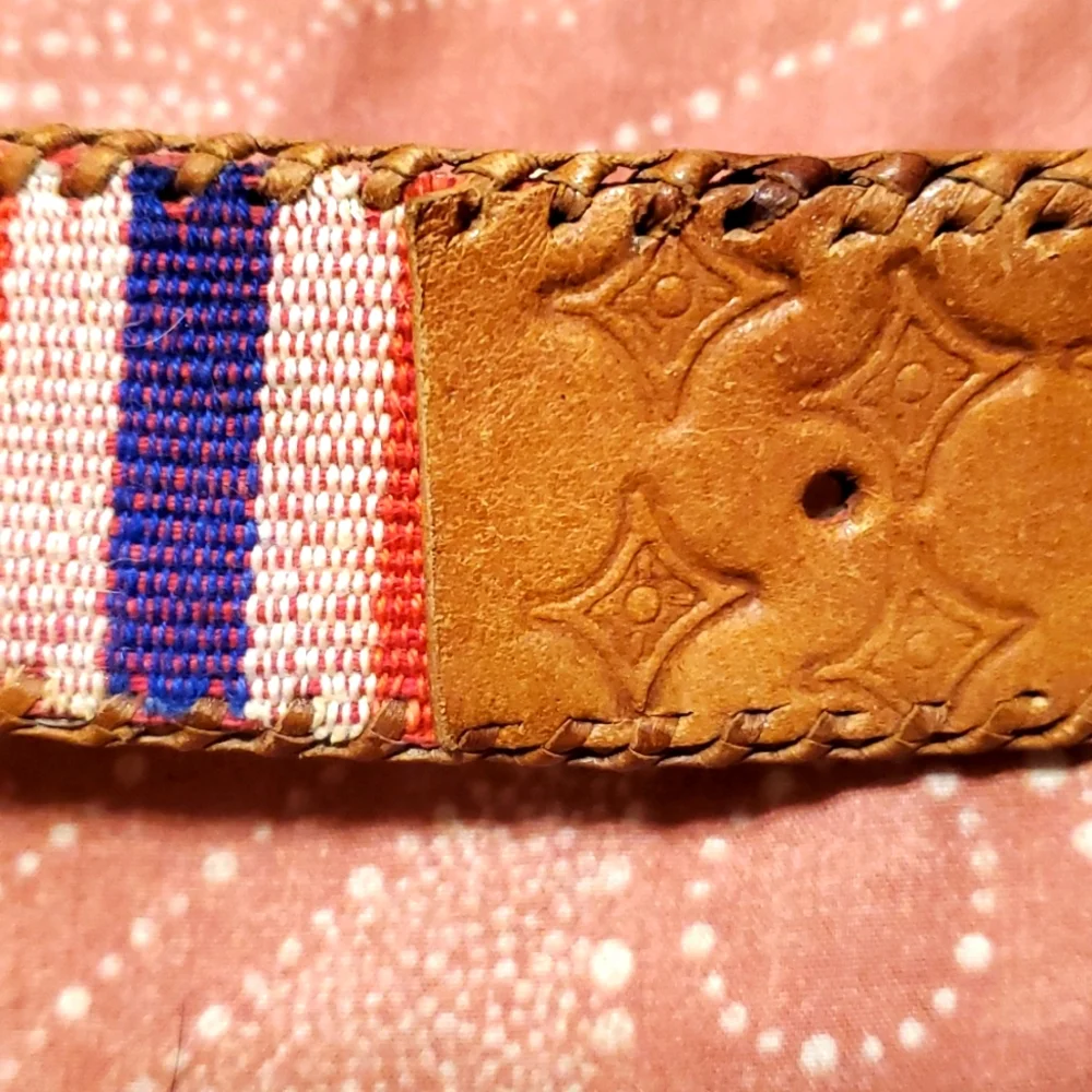 Vintage 70s/80s Girl's Guatemalan Made Woven Leather Belt